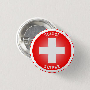Schweizer Kreuz Suisse Kreisform Button