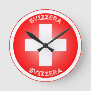 Schweizer Kreuz Svizzera Kreisform Runde Wanduhr