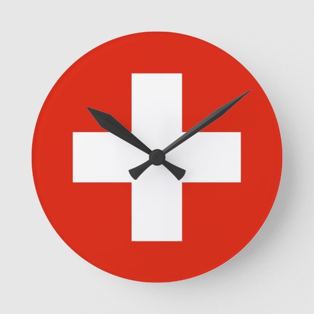 Schweizer Landesflagge-Uhr der Schweiz Runde Wanduhr (Vorderseite)
