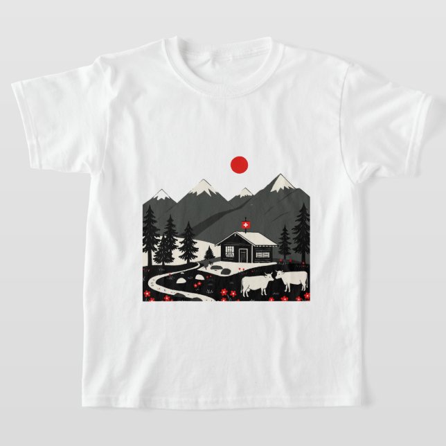 Schweizer Landschaft T-Shirt (Ablage )