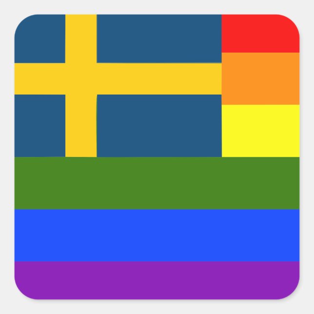 SCHWEIZER LGBT RAINBOW FLAG SCHWEDEN PRIDE QUADRATISCHER AUFKLEBER (Vorderseite)