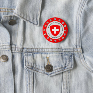 Schweizer Nationalfeiertag Schweiz Flagge Edelweis Button