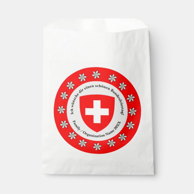 Schweizer Nationalfeiertag Schweiz Flagge Edelweis Geschenktütchen (Vorderseite)