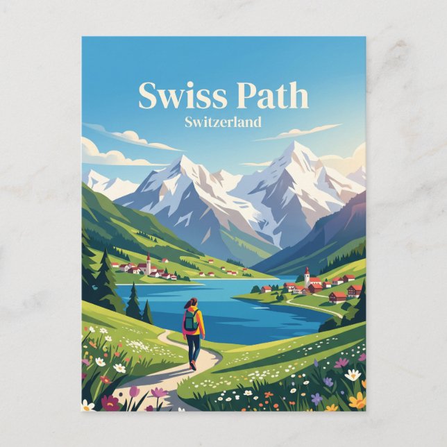 Schweizer Pfad, Vierwaldstättersee Schweiz Postkarte (Vorderseite)