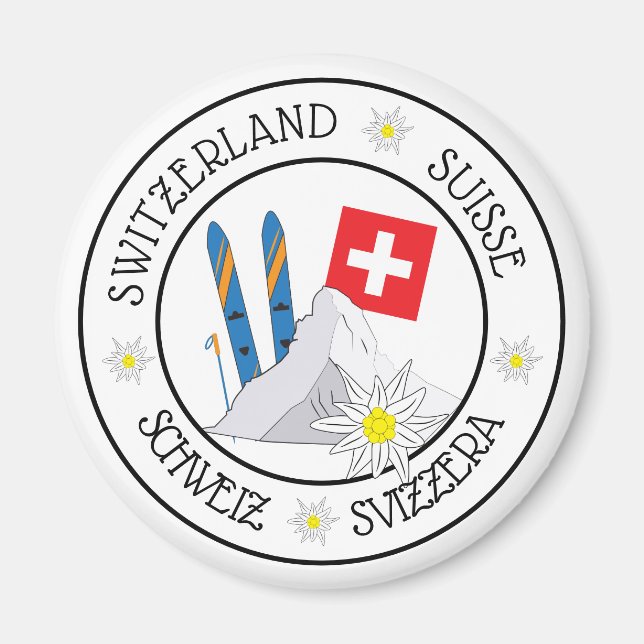 Schweizer Stereotype White Kühlschrank Magnet (Vorne)