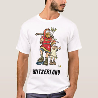 Schweizer T - Shirt mit William Tell, Sohn und Kuh