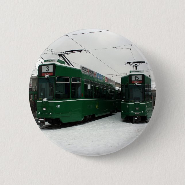 Schweizer Trams an BVB M-Parc Depot, Basel Button (Vorderseite)