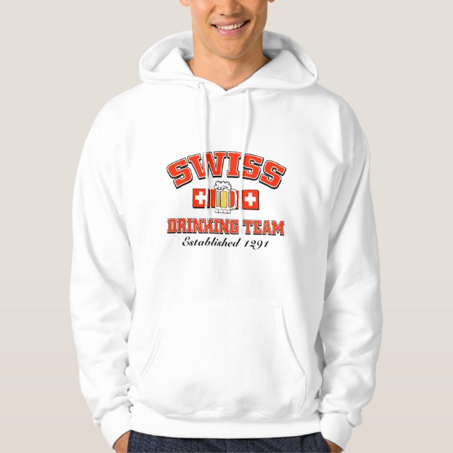Schweizer trinkendes Team Hoodie (Vorderseite)