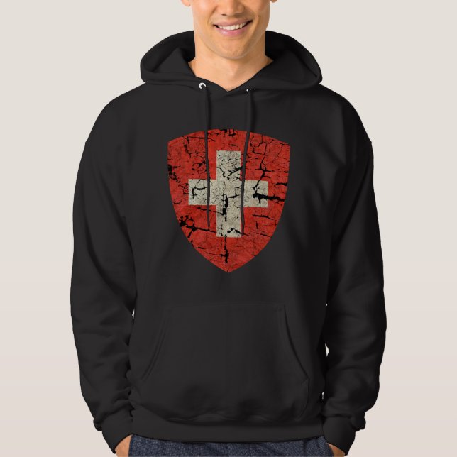 Schweizer Wappen, beunruhigt Hoodie (Vorderseite)