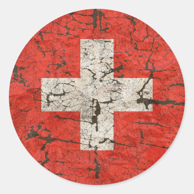 Schweizerische Flagge, Not Runder Aufkleber (Vorderseite)
