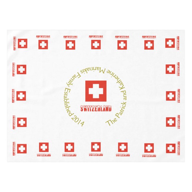 Schweizerische Flagge Personalisiert Tischdecke (Vorderseite (Horizontal))