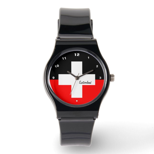 Schweizerische Flaggenwache, Kreuz, Schweiz /sport Armbanduhr (Vorderseite)