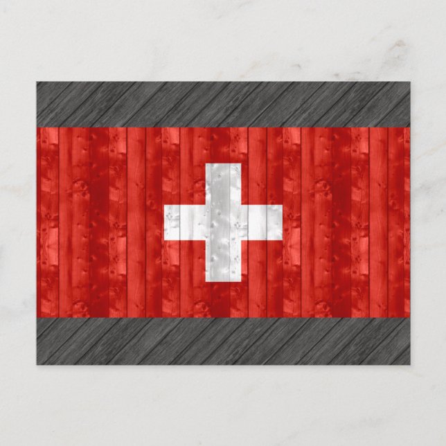 Schweizerische Holzflagge Postkarte (Vorderseite)