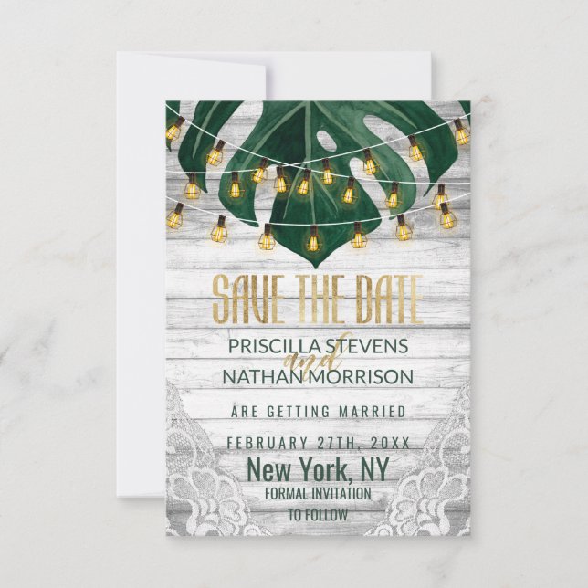 Schweizerische Käsesehne Streichellichter Lace Gol Save The Date (Vorderseite)