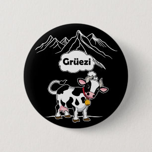 Schweizerische Kuh - Grüezi - Schweiz Reisen Button