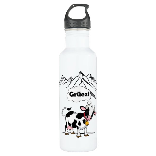 Schweizerische Kuh - Grüezi - Schweiz Reisen Edelstahlflasche (Vorderseite)