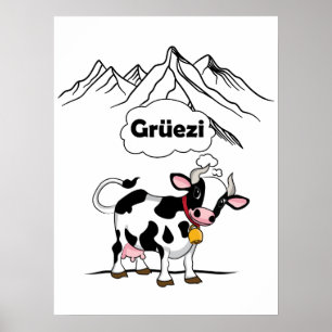 Schweizerische Kuh - Grüezi - Schweiz Reisen Poster