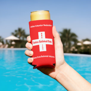 Schweizerischer Nationalfeiertag in vier Sprachen Selters Dosenkühler