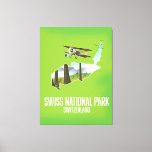 Schweizerischer Nationalpark, Schweiz Karte Leinwanddruck