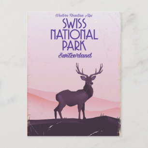Schweizerischer Nationalpark Vintage-Reiseposter Postkarte