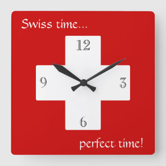 Schweizerzeit! Quadratische Wanduhr