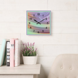Schwenken von Farben in Lila, Minzgrün und Pfirsic Quadratische Wanduhr
