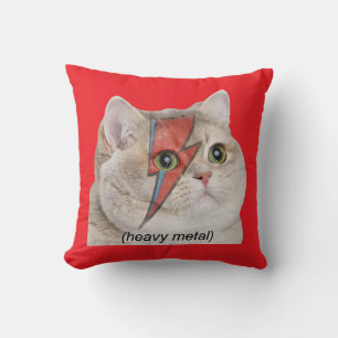 Schwer atmende Katzen-Meme Heavy-Metal-Rocker Kissen