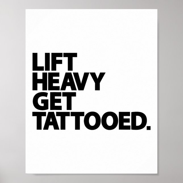 Schwer heben, tätowiert werden, lustiges Workout f Poster (Vorne)