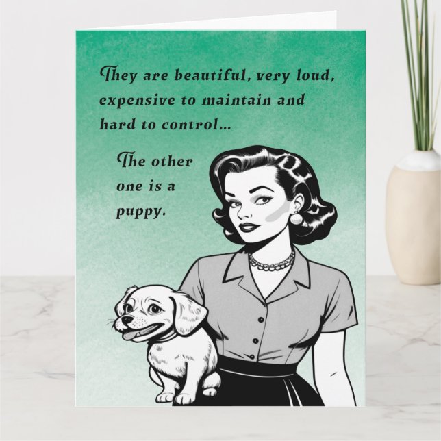 Schwer zu Kontrolle Retro-Gruß Karte (Vorderseite)