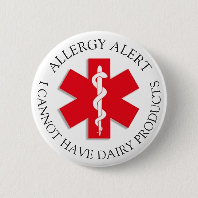 Schwere DÄIRY-Allergie-Warnschaltfläche Button (Vorderseite)