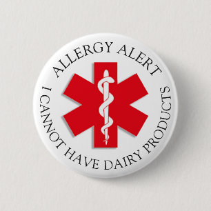 Schwere DÄIRY-Allergie-Warnschaltfläche Button