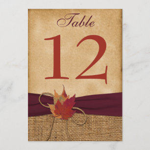 SCHWERE DUTY IMITATS Burlap Tischnummer Card - Wei