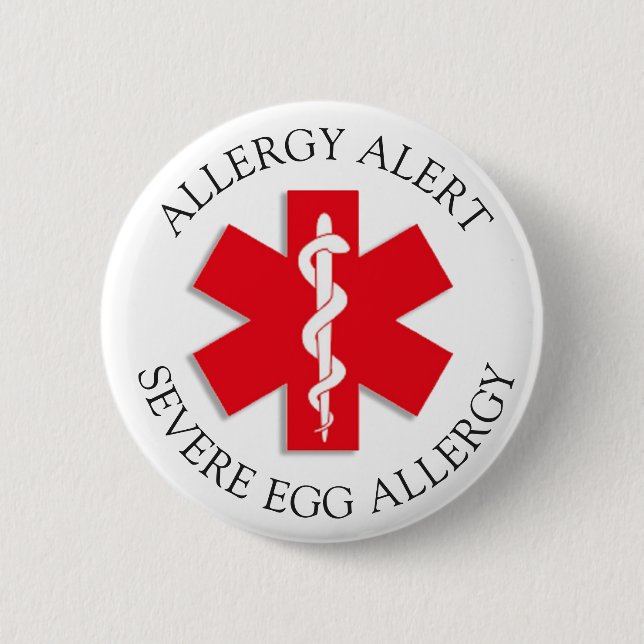 Schwere EGG-Allergie - Warnschaltfläche Button (Vorderseite)