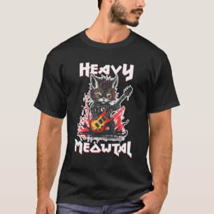 Schwere Metal Katze spielt Gitarre Rock Katze Musi T-Shirt