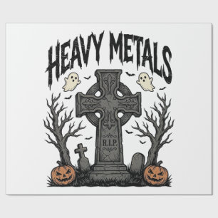 Schwere Metalle Halloween-Friedhofs-Vektordesign_1 Geschenkpapier
