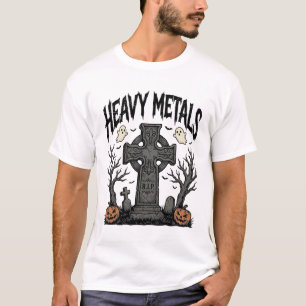 Schwere Metalle Halloween-Friedhofs-Vektordesign_1 T-Shirt