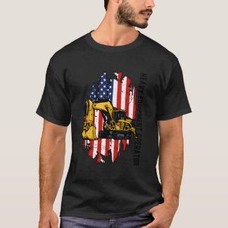 Schwerer Ausrüstungsbediener Us Flag Schweres Gerä T-Shirt