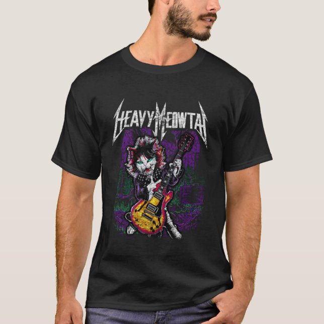 Schwerer Meowtal Oldschool T-Shirt (Vorderseite)