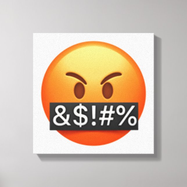 Schweres Gesicht mit Symbolen, die den Mund abdeck Leinwanddruck (Vorderseite)