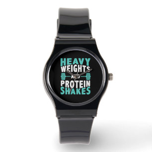 Schweres Gewicht und Protein-Shakes Fitnessstudio Armbanduhr
