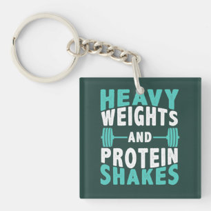 Schweres Gewicht und Protein-Shakes Fitnessstudio Schlüsselanhänger
