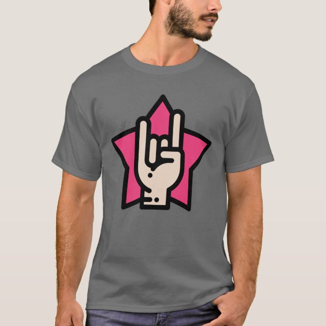 Schwermetalle auf rosa Sterne T-Shirt (Vorderseite)
