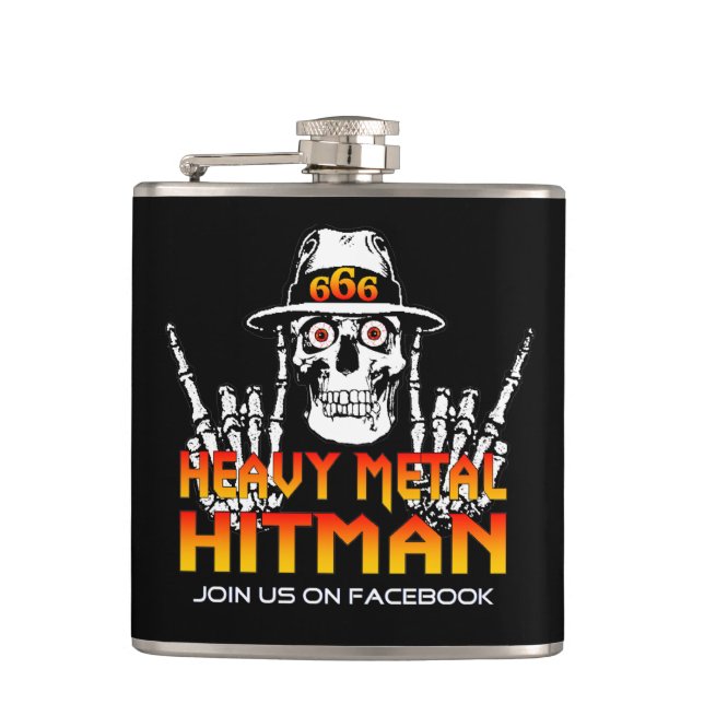Schwermetallhitman-Flasche Flachmann (Vorderseite)
