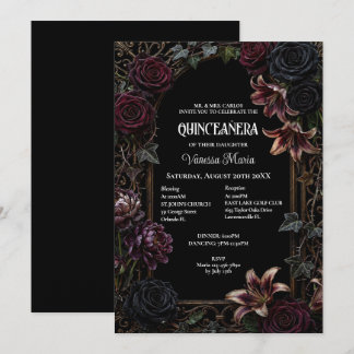 Schwermütige Florale Gothic Quinceanera-Einladung Einladung