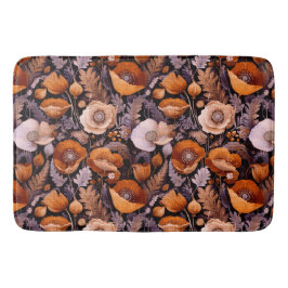 Schwermütige Mohnblumen auf schwarzem Muster Badematte