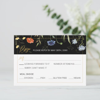 Schwermütige Wildblumen Boho Botanische Antwort RS Einladung