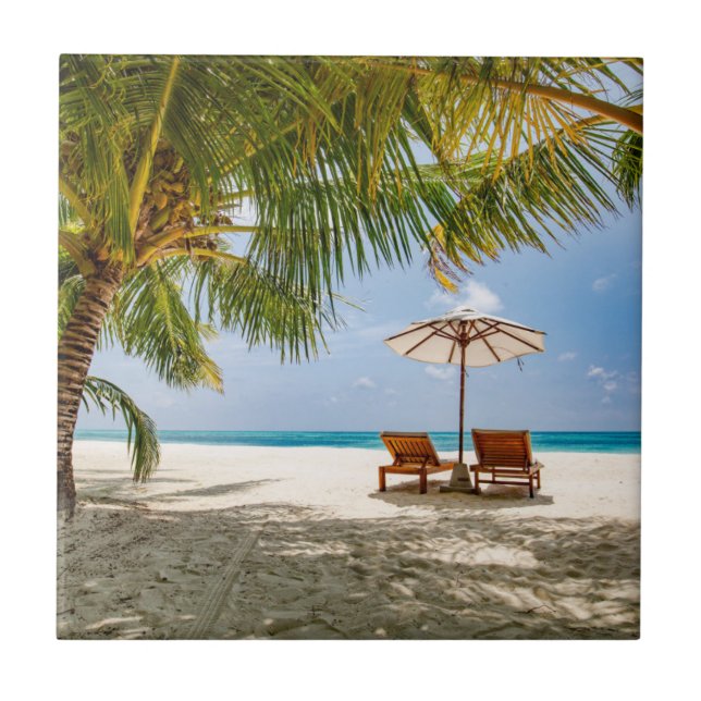 Schwermütiger Himmel der Palme-| Fliese (Vorderseite)