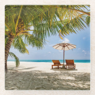 Schwermütiger Himmel der Palme-  Glasuntersetzer