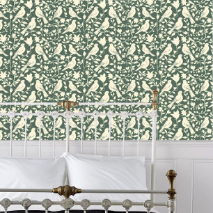 Schwerpunkt Papercut Birds auf Grün Tapete