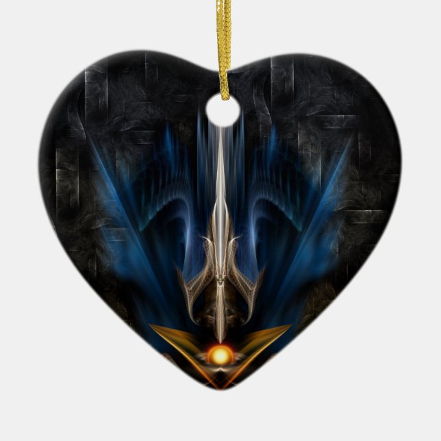Schwert der Fraktal Kunst Keramik Ornament (Vorne)